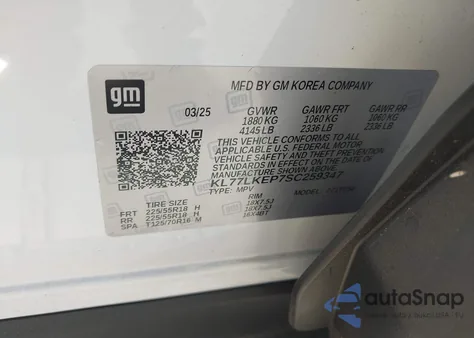 2025 Chevrolet Trax Fwd Activ from USA, damaged, VIN KL77LKEP7SC259347